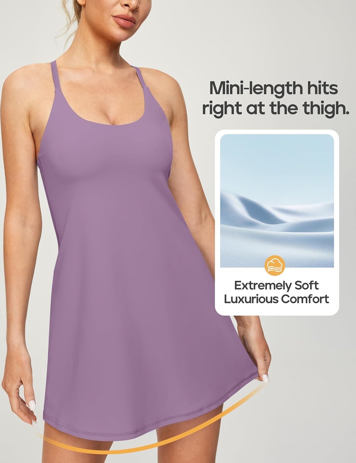 image:imageHeathyoga Womens Athletic Dress Easy Peasy Tennis Dress with Shorts Underneath Workout Active Golf Dresses for WomenMauve