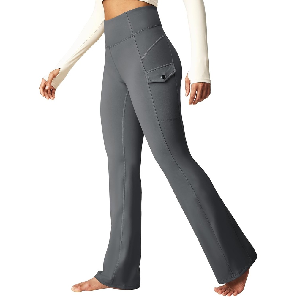 image:imageHeathyoga Cargo Pants Women Fleece Lined Leggings Waterproof Hiking Pants Women Thermal Pants Warm Wide Leg Sweatpants WinterGrey