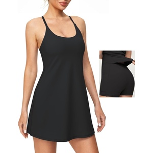 image:imageHeathyoga Womens Athletic Dress Easy Peasy Tennis Dress with Shorts Underneath Workout Active Golf Dresses for WomenBlack