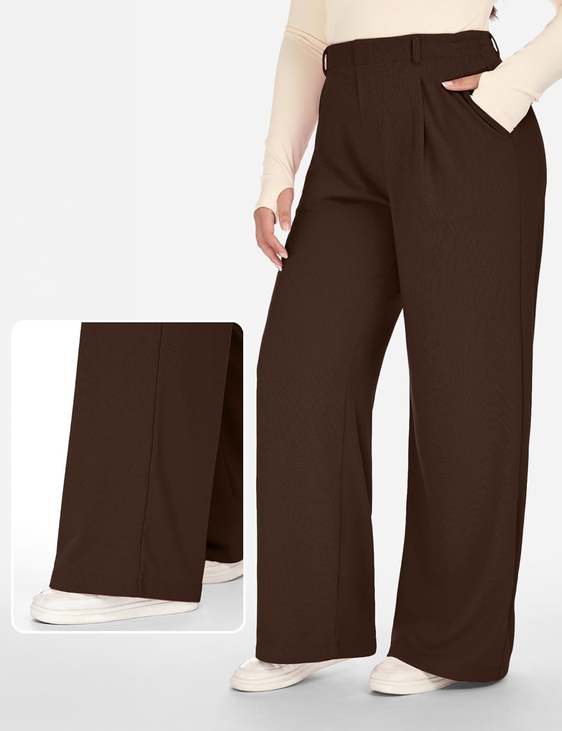 image:imageHeathyoga 1X5X Plus Size Stretchy Work Pants Women Pull on Womens Dress Pants Business Casual Outfits Slacks for WomenCoffee