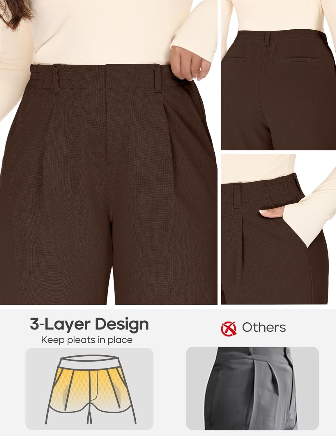 image:imageHeathyoga 1X5X Plus Size Stretchy Work Pants Women Pull on Womens Dress Pants Business Casual Outfits Slacks for WomenCoffee