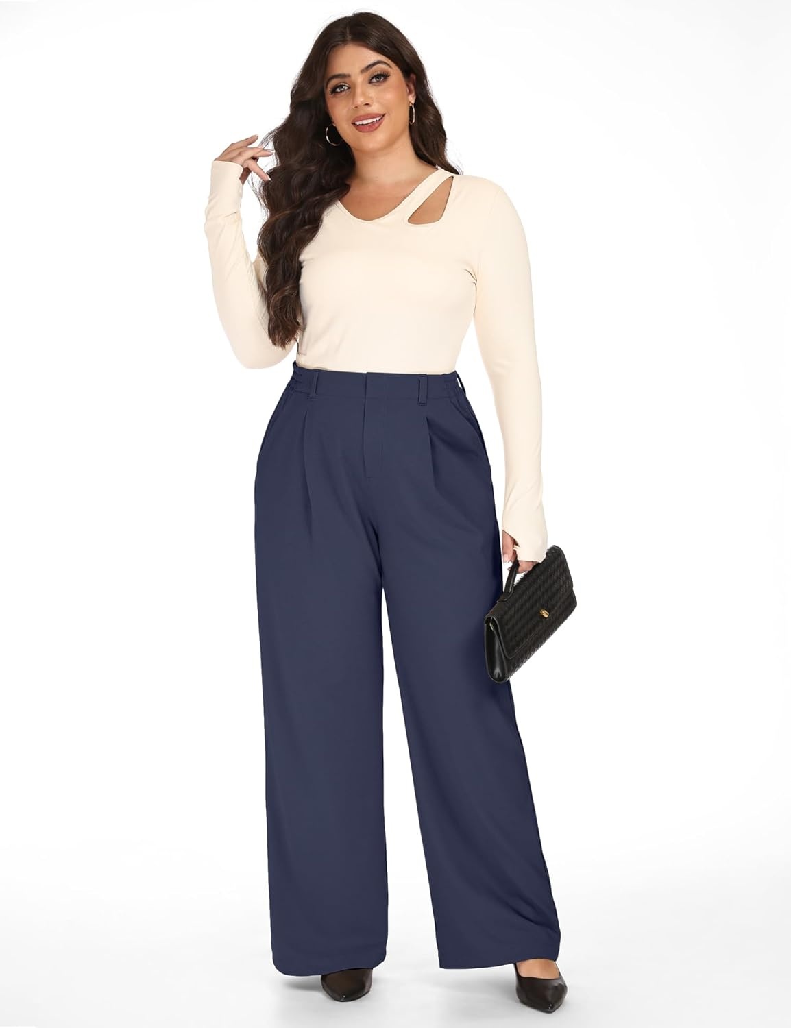image:imageHeathyoga 1X5X Plus Size Stretchy Work Pants Women Pull on Womens Dress Pants Business Casual Outfits Slacks for WomenDark Blue