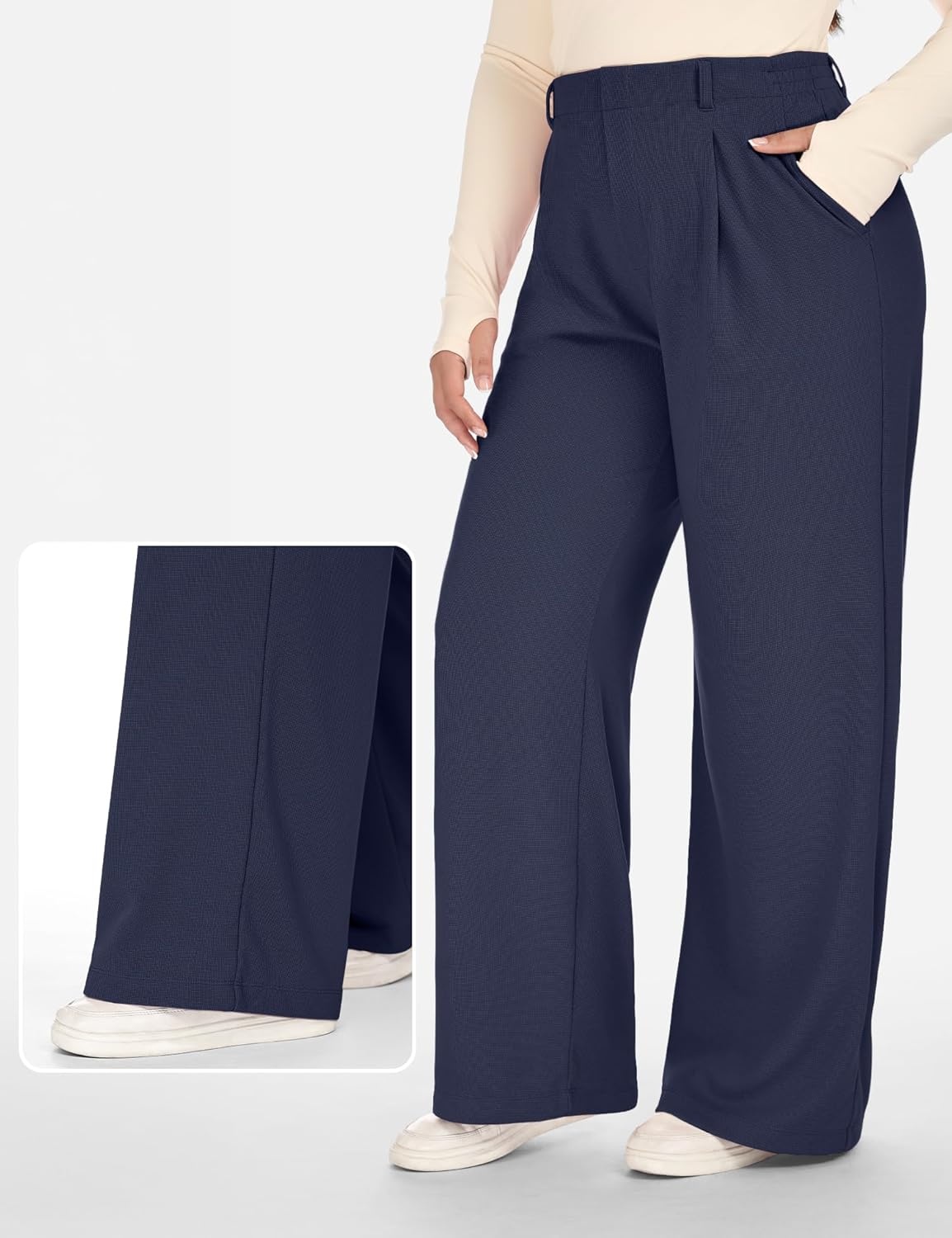 image:imageHeathyoga 1X5X Plus Size Stretchy Work Pants Women Pull on Womens Dress Pants Business Casual Outfits Slacks for WomenDark Blue