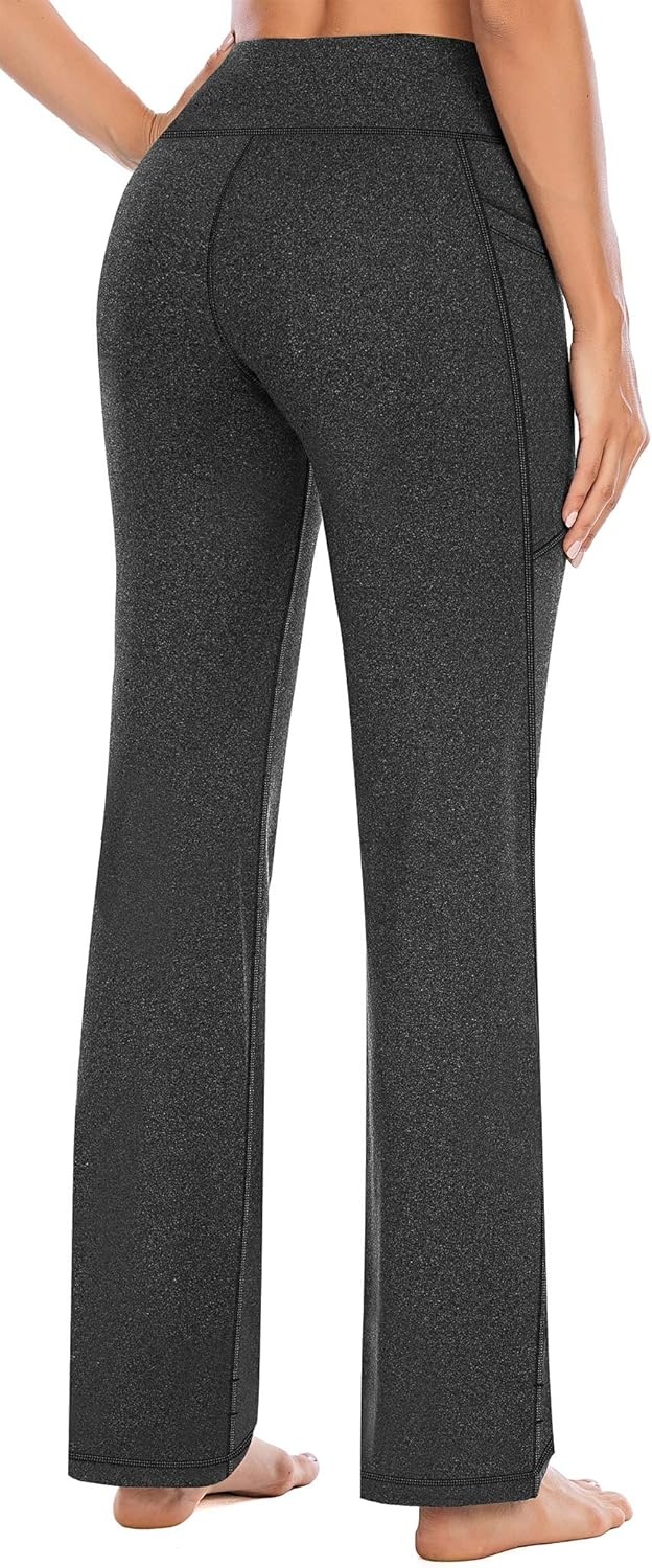 image:imageHeathyoga 283032 Yoga Pants Women Wide Leg Yoga Pants with Pockets for Women Flare Leggings Bootcut Work Dress PantsCharcoal