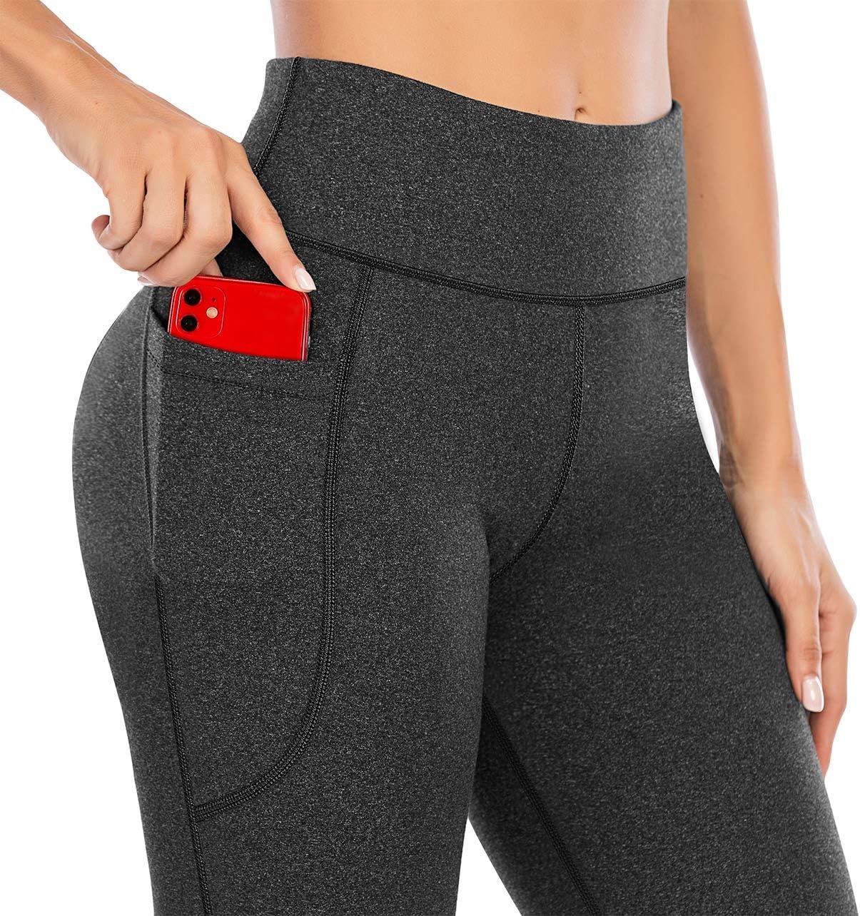 image:imageHeathyoga 283032 Yoga Pants Women Wide Leg Yoga Pants with Pockets for Women Flare Leggings Bootcut Work Dress PantsCharcoal
