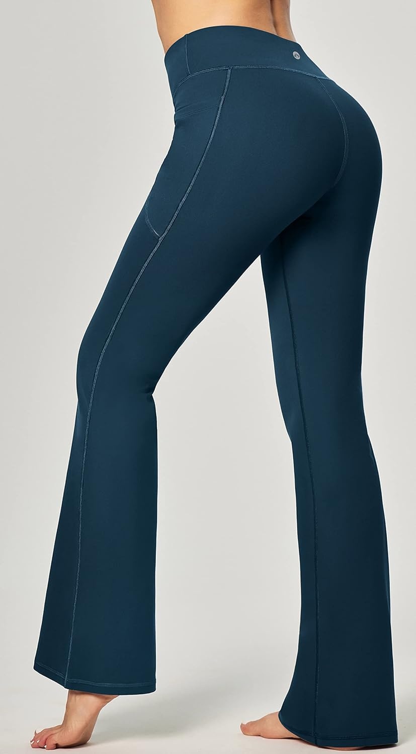 image:imageHeathyoga 283032 Yoga Pants Women Wide Leg Yoga Pants with Pockets for Women Flare Leggings Bootcut Work Dress PantsCyan