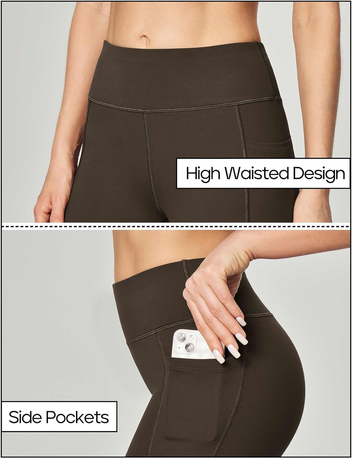 image:imageHeathyoga 283032 Yoga Pants Women Wide Leg Yoga Pants with Pockets for Women Flare Leggings Bootcut Work Dress PantsEspresso