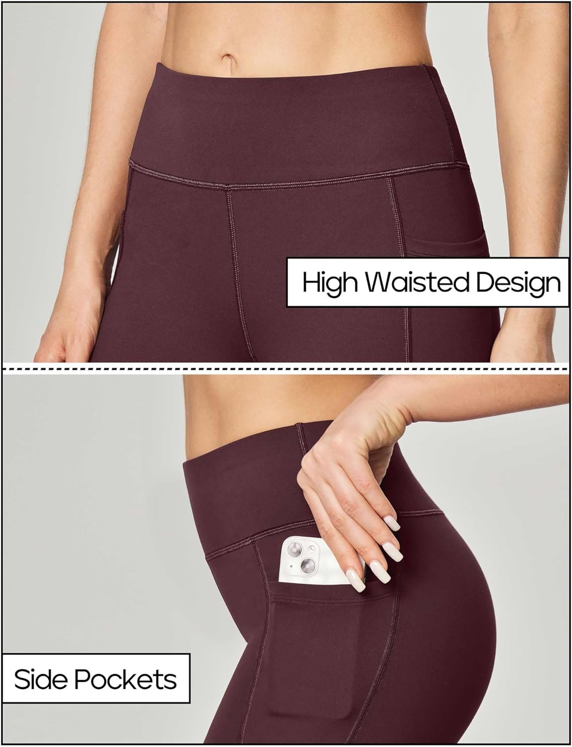 image:imageHeathyoga 283032 Yoga Pants Women Wide Leg Yoga Pants with Pockets for Women Flare Leggings Bootcut Work Dress PantsGoodnight Plum