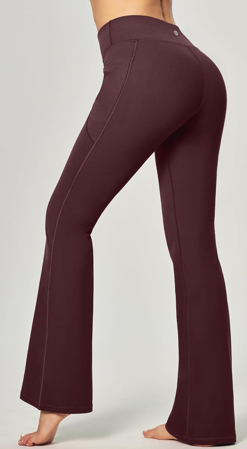 image:imageHeathyoga 283032 Yoga Pants Women Wide Leg Yoga Pants with Pockets for Women Flare Leggings Bootcut Work Dress PantsGoodnight Plum