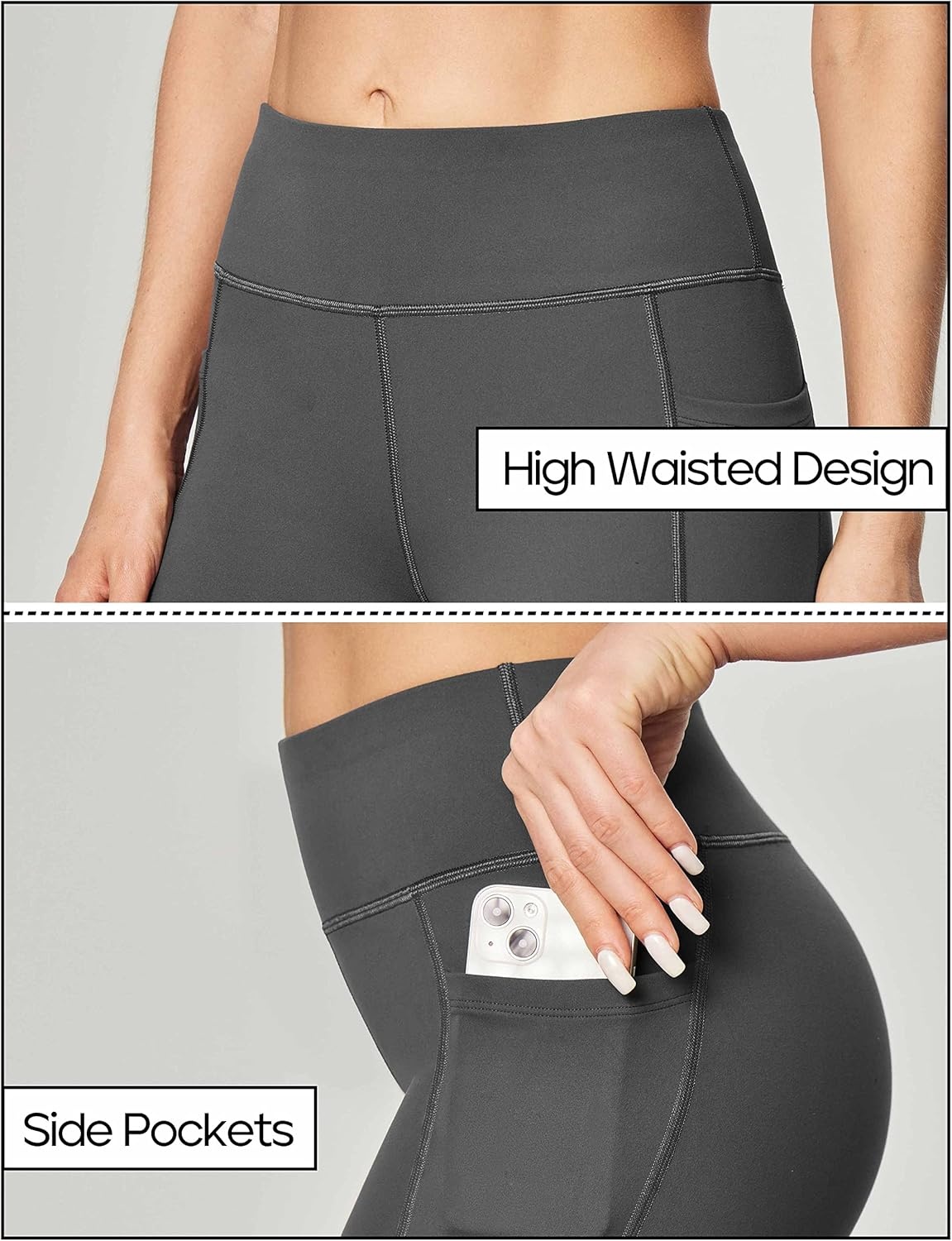 image:imageHeathyoga 283032 Yoga Pants Women Wide Leg Yoga Pants with Pockets for Women Flare Leggings Bootcut Work Dress PantsGray