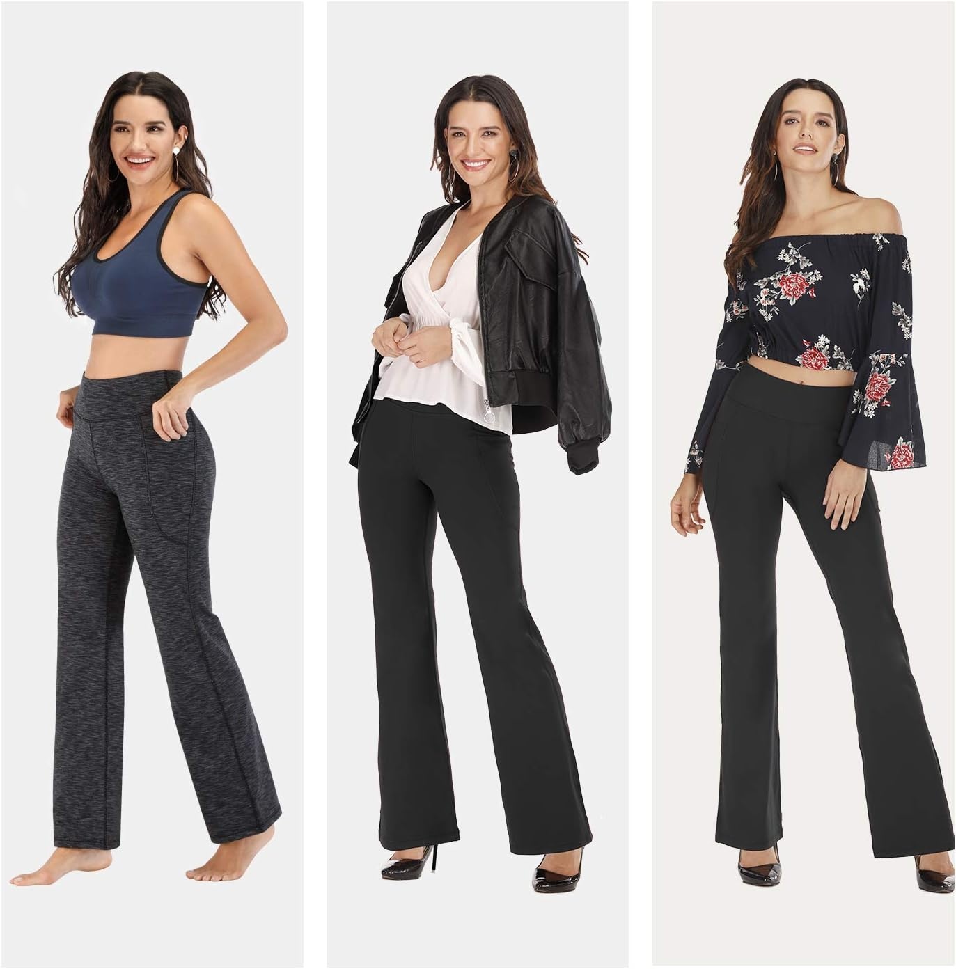 image:imageHeathyoga 283032 Yoga Pants Women Wide Leg Yoga Pants with Pockets for Women Flare Leggings Bootcut Work Dress PantsInk