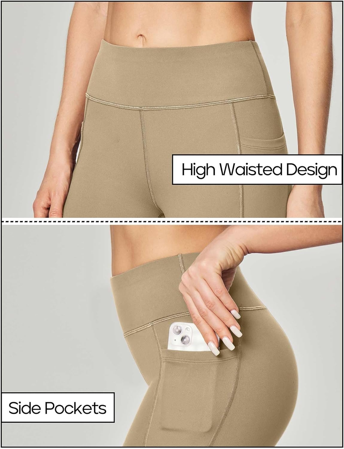 image:imageHeathyoga 283032 Yoga Pants Women Wide Leg Yoga Pants with Pockets for Women Flare Leggings Bootcut Work Dress PantsKhaki