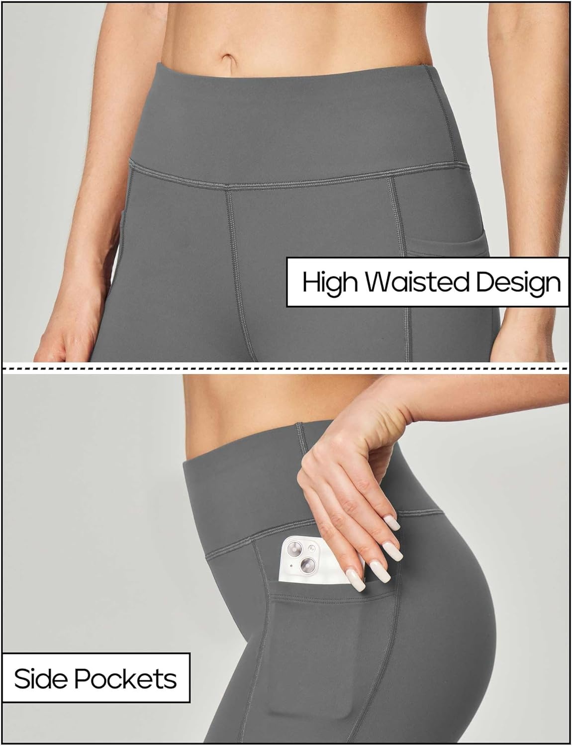 image:imageHeathyoga 283032 Yoga Pants Women Wide Leg Yoga Pants with Pockets for Women Flare Leggings Bootcut Work Dress PantsLight Gray