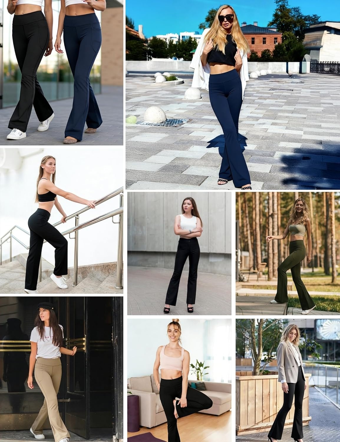 image:imageHeathyoga 283032 Yoga Pants Women Wide Leg Yoga Pants with Pockets for Women Flare Leggings Bootcut Work Dress PantsLight Gray