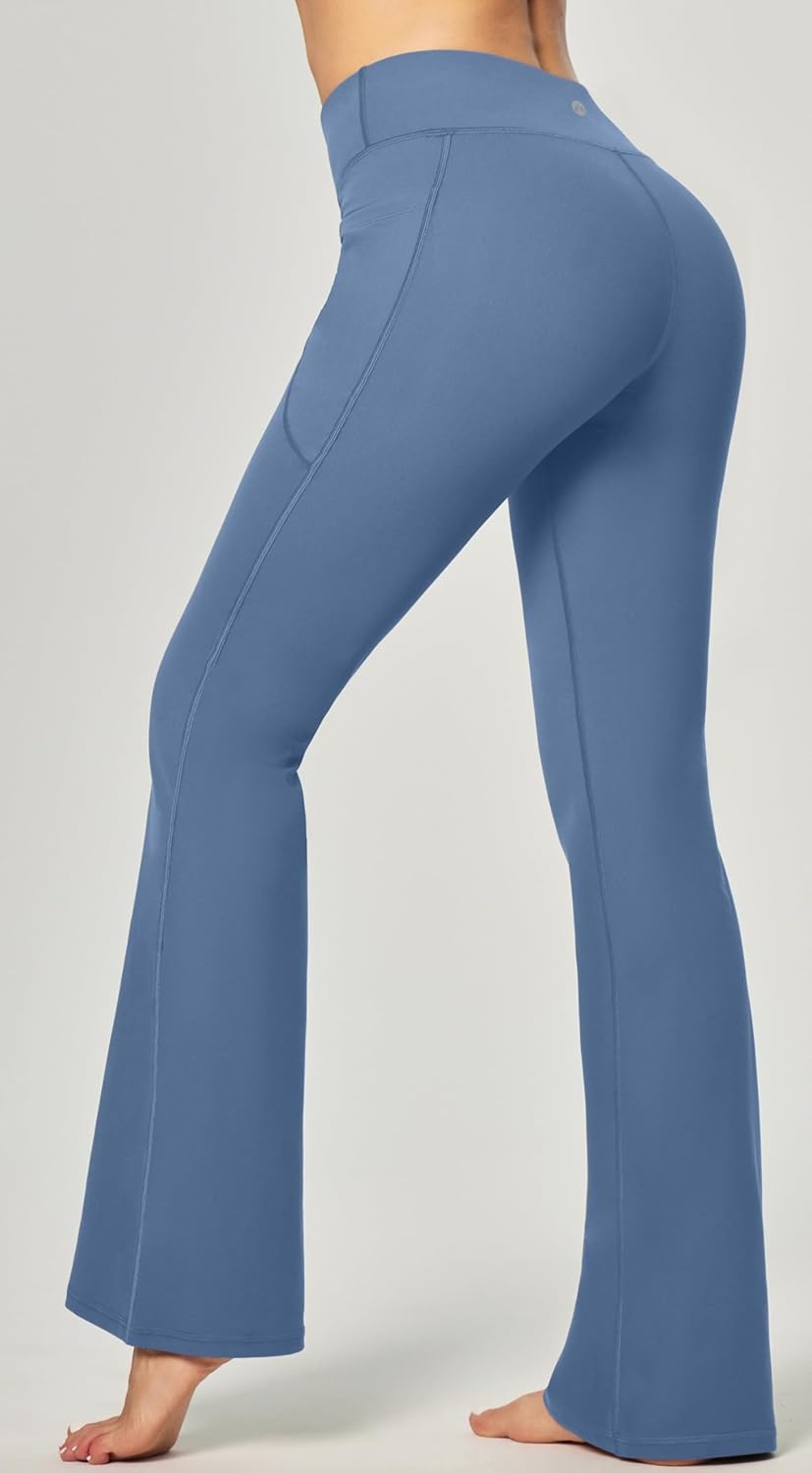 image:imageHeathyoga 283032 Yoga Pants Women Wide Leg Yoga Pants with Pockets for Women Flare Leggings Bootcut Work Dress PantsOasis Blue