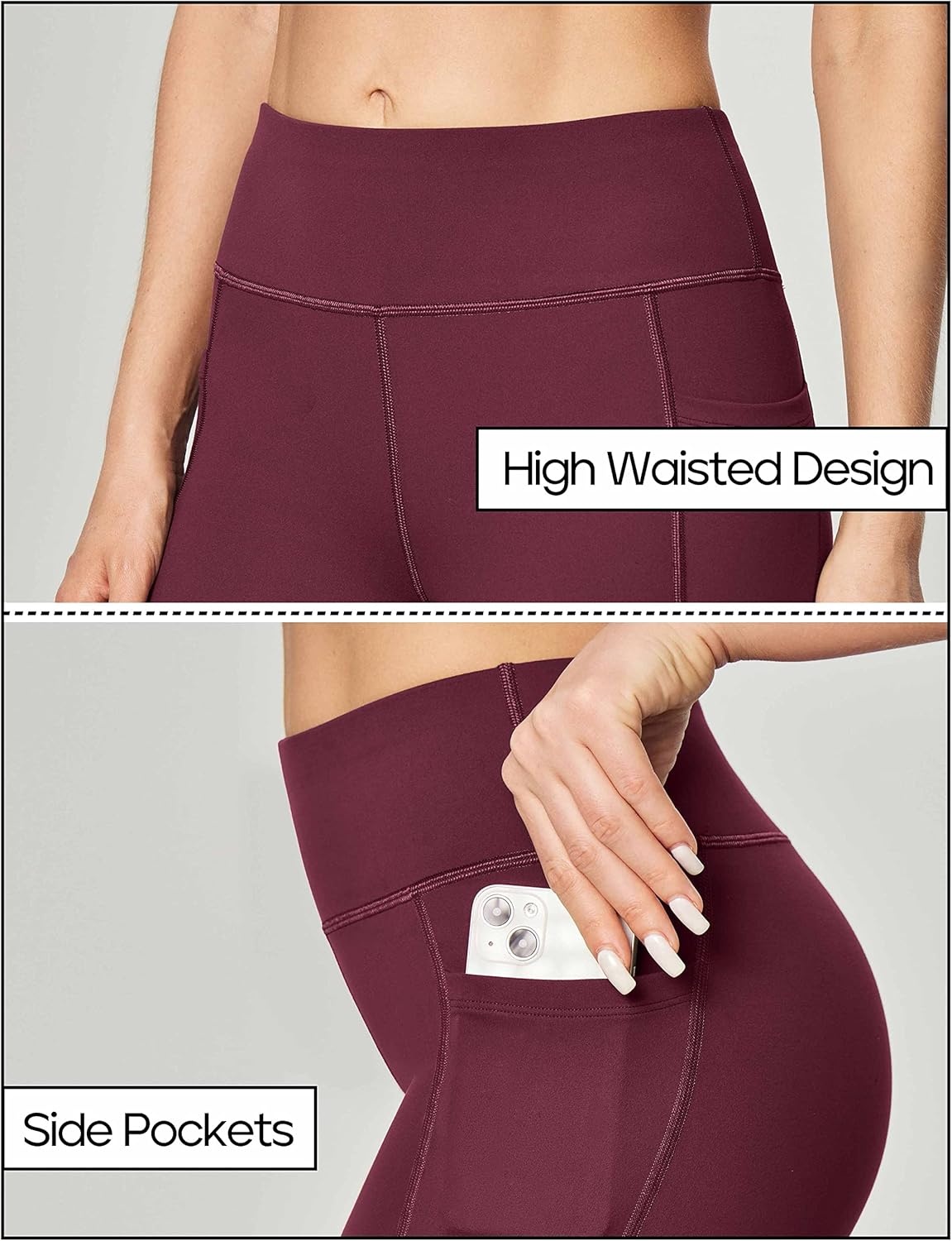 image:imageHeathyoga 283032 Yoga Pants Women Wide Leg Yoga Pants with Pockets for Women Flare Leggings Bootcut Work Dress PantsWine