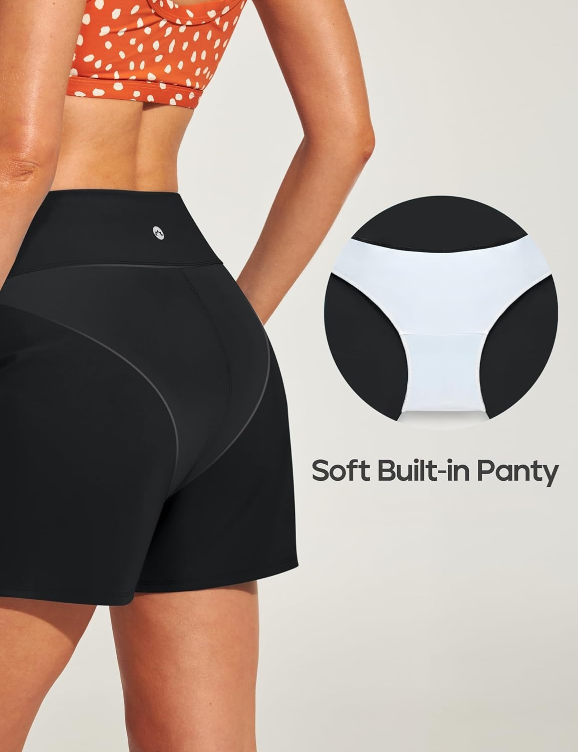 image:imageHeathyoga 5 Swim Board Shorts Women Strechy High Waisted Bathing Suits Bottoms Quick Dry UPF 50 Beach Shorts with LinerBlack
