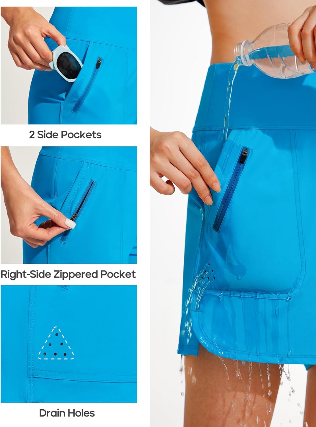 image:imageHeathyoga 5 Swim Board Shorts Women Strechy High Waisted Bathing Suits Bottoms Quick Dry UPF 50 Beach Shorts with LinerElectric Blue