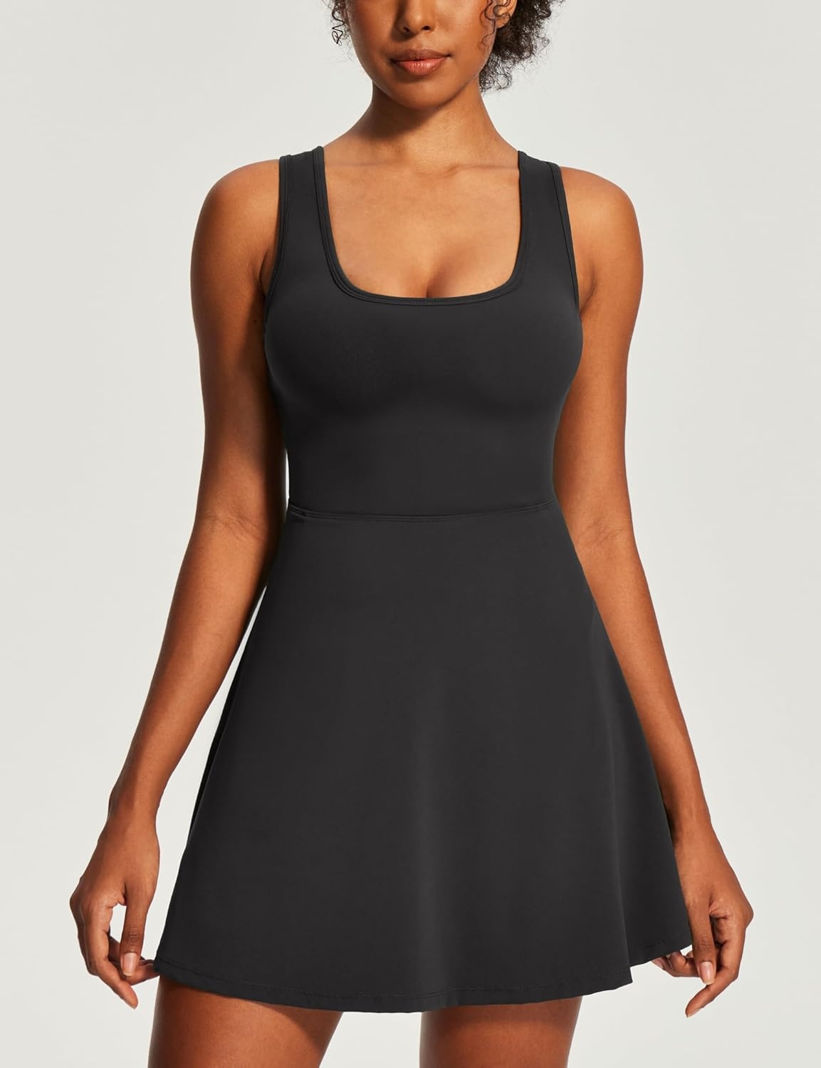 image:imageHeathyoga Athletic Dress for Women Easy Peasy Tennis Dress with Shorts Underneath Workout Active Golf Dresses for WomenBlack