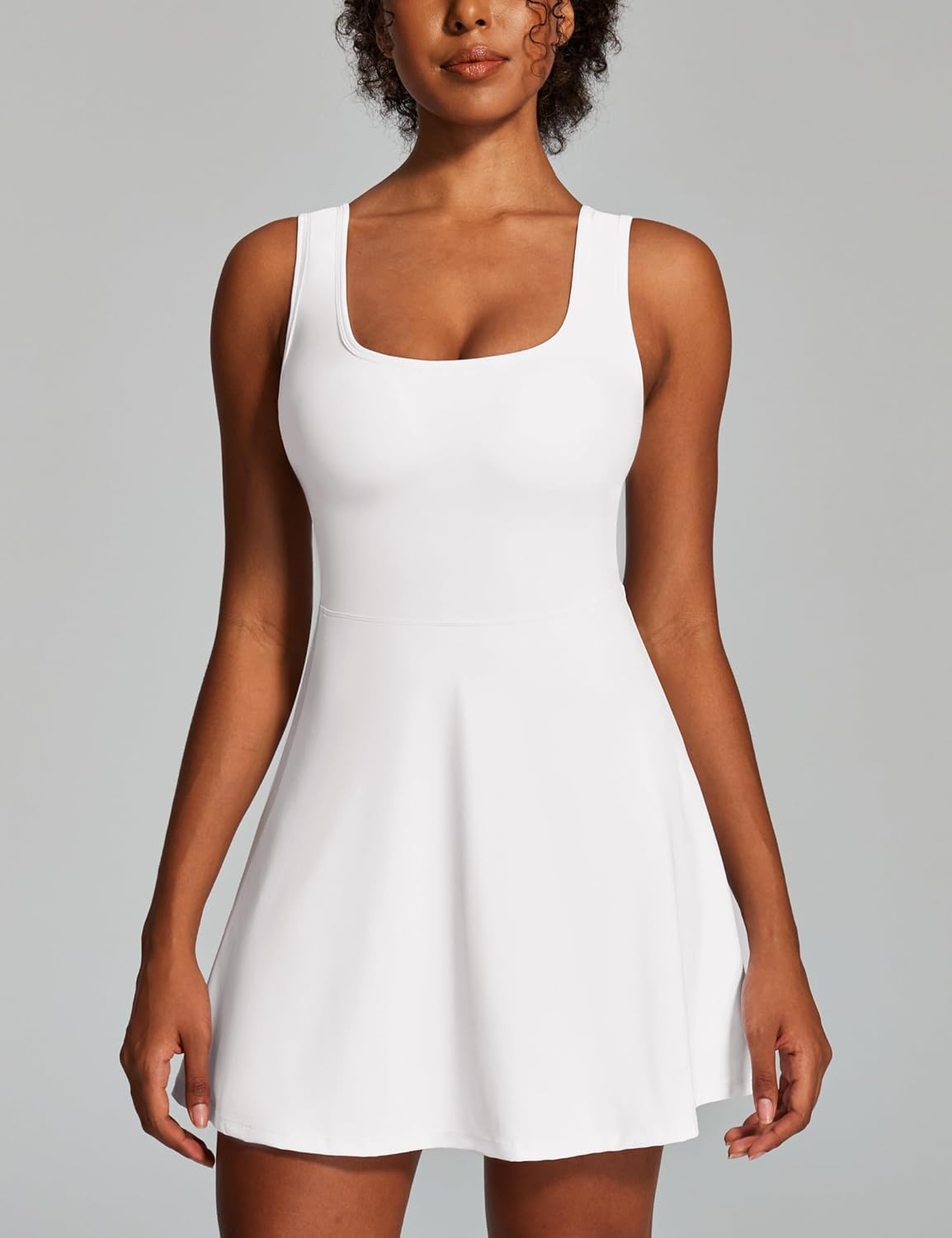 image:imageHeathyoga Athletic Dress for Women Easy Peasy Tennis Dress with Shorts Underneath Workout Active Golf Dresses for WomenCloudy White