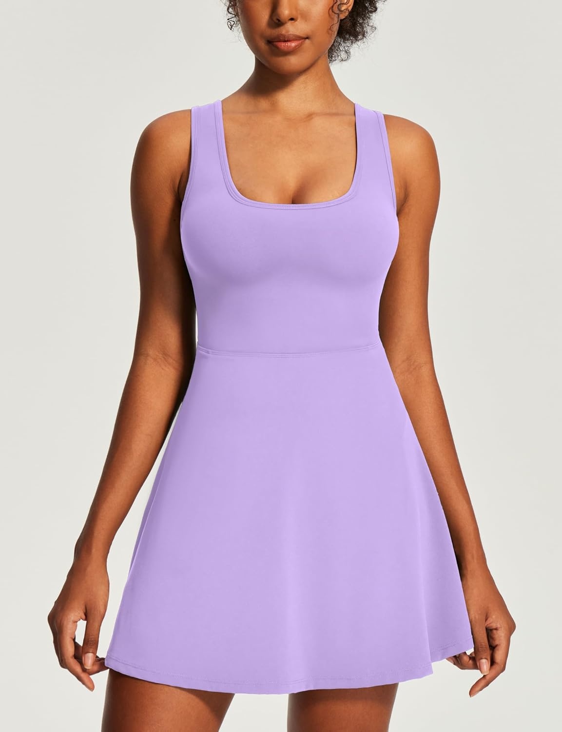 image:imageHeathyoga Athletic Dress for Women Easy Peasy Tennis Dress with Shorts Underneath Workout Active Golf Dresses for WomenLavender