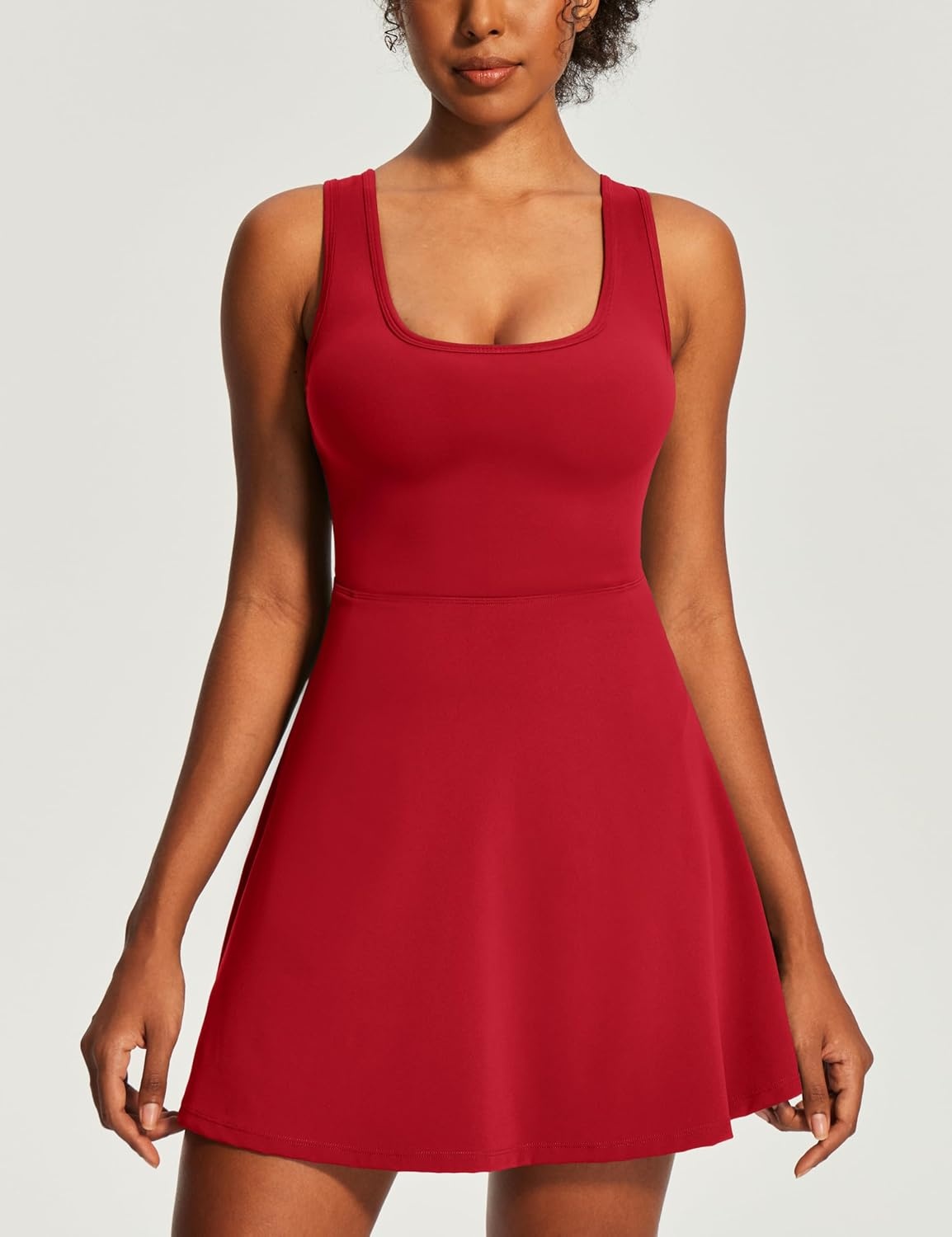 image:imageHeathyoga Athletic Dress for Women Easy Peasy Tennis Dress with Shorts Underneath Workout Active Golf Dresses for WomenRuby Red