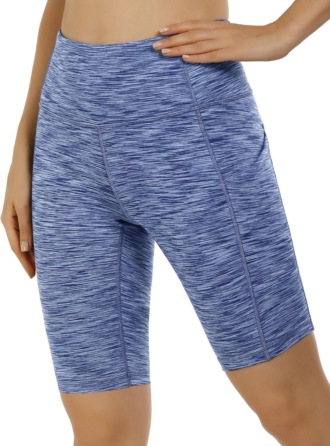 image:imageHeathyoga Biker Shorts Women Tummy Control 5 Workout Shorts Women with Pockets High Waisted Spandex Short for Gym Yoga8 Short Space Dye Blue