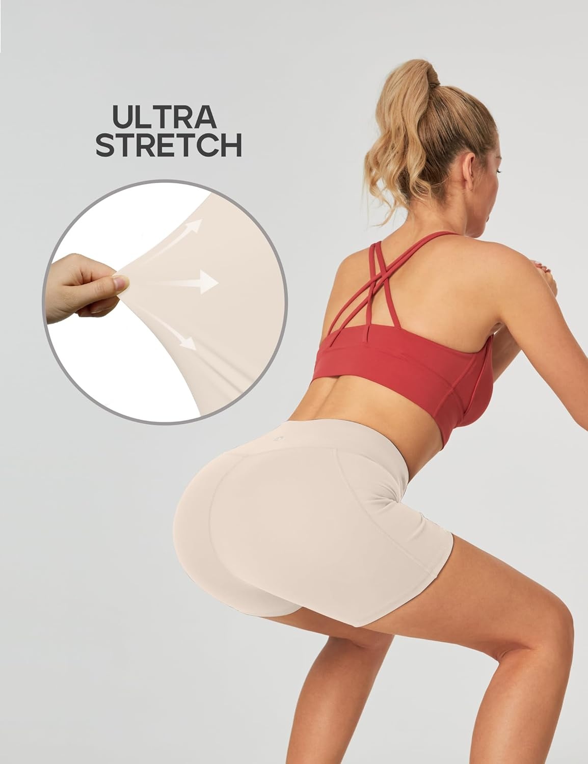 image:imageHeathyoga Biker Shorts Women Tummy Control 5 Workout Shorts Women with Pockets High Waisted Spandex Short for Gym YogaBeige