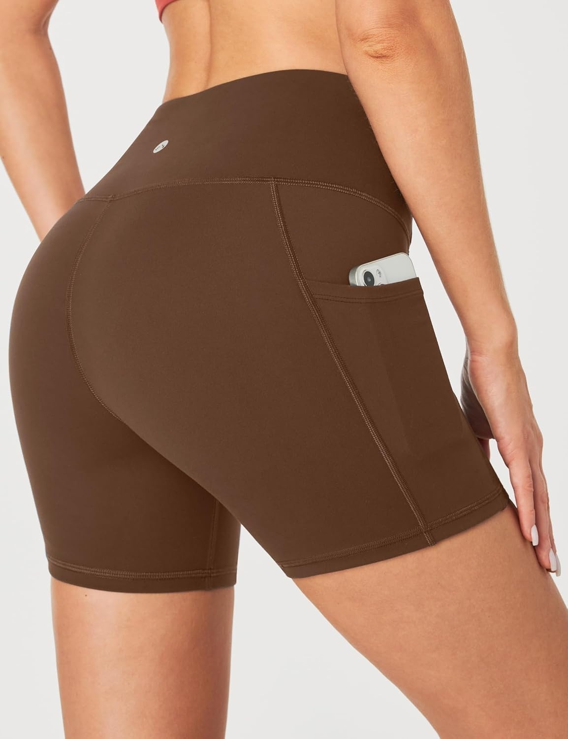 image:imageHeathyoga Biker Shorts Women Tummy Control 5 Workout Shorts Women with Pockets High Waisted Spandex Short for Gym YogaBrown