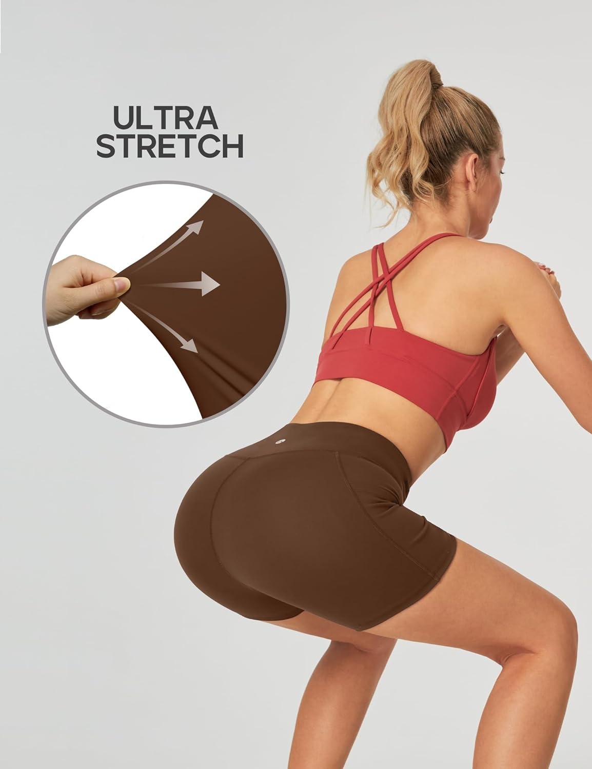 image:imageHeathyoga Biker Shorts Women Tummy Control 5 Workout Shorts Women with Pockets High Waisted Spandex Short for Gym YogaBrown