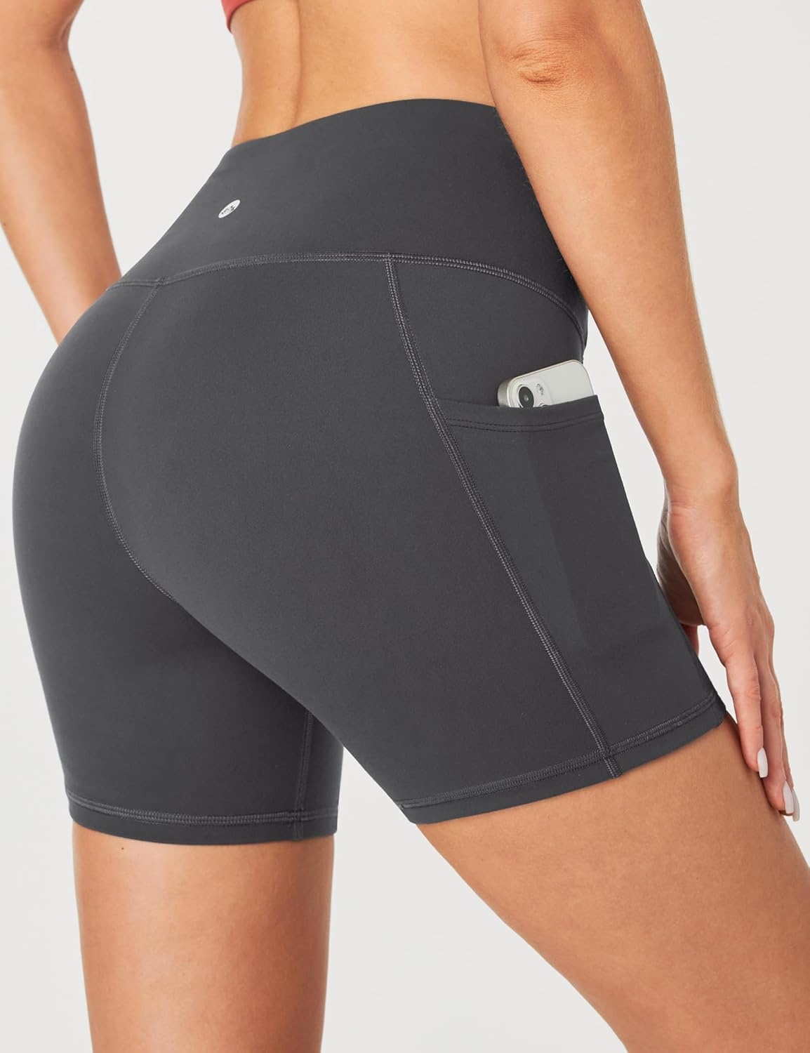 image:imageHeathyoga Biker Shorts Women Tummy Control 5 Workout Shorts Women with Pockets High Waisted Spandex Short for Gym YogaGray