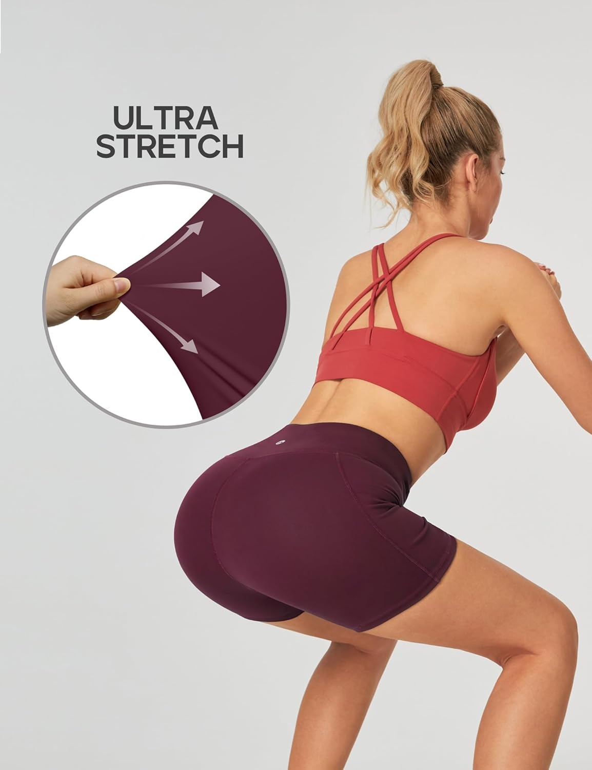 image:imageHeathyoga Biker Shorts Women Tummy Control 5 Workout Shorts Women with Pockets High Waisted Spandex Short for Gym YogaMaroon