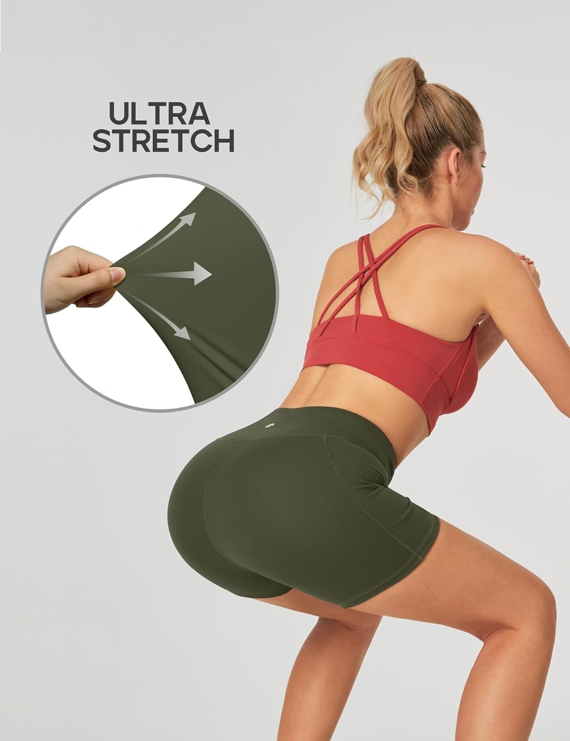 image:imageHeathyoga Biker Shorts Women Tummy Control 5 Workout Shorts Women with Pockets High Waisted Spandex Short for Gym YogaOlive Green