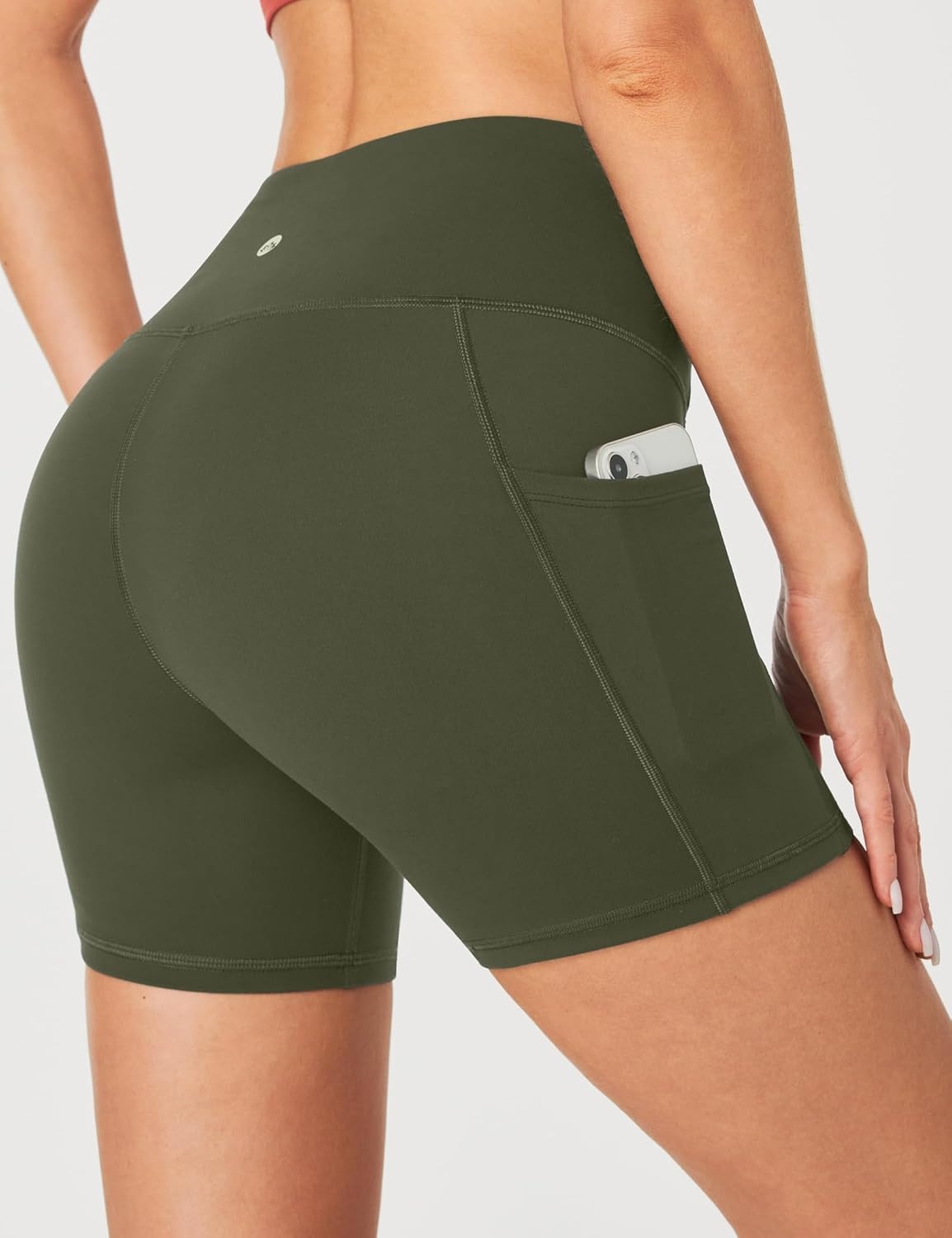 image:imageHeathyoga Biker Shorts Women Tummy Control 5 Workout Shorts Women with Pockets High Waisted Spandex Short for Gym YogaOlive Green
