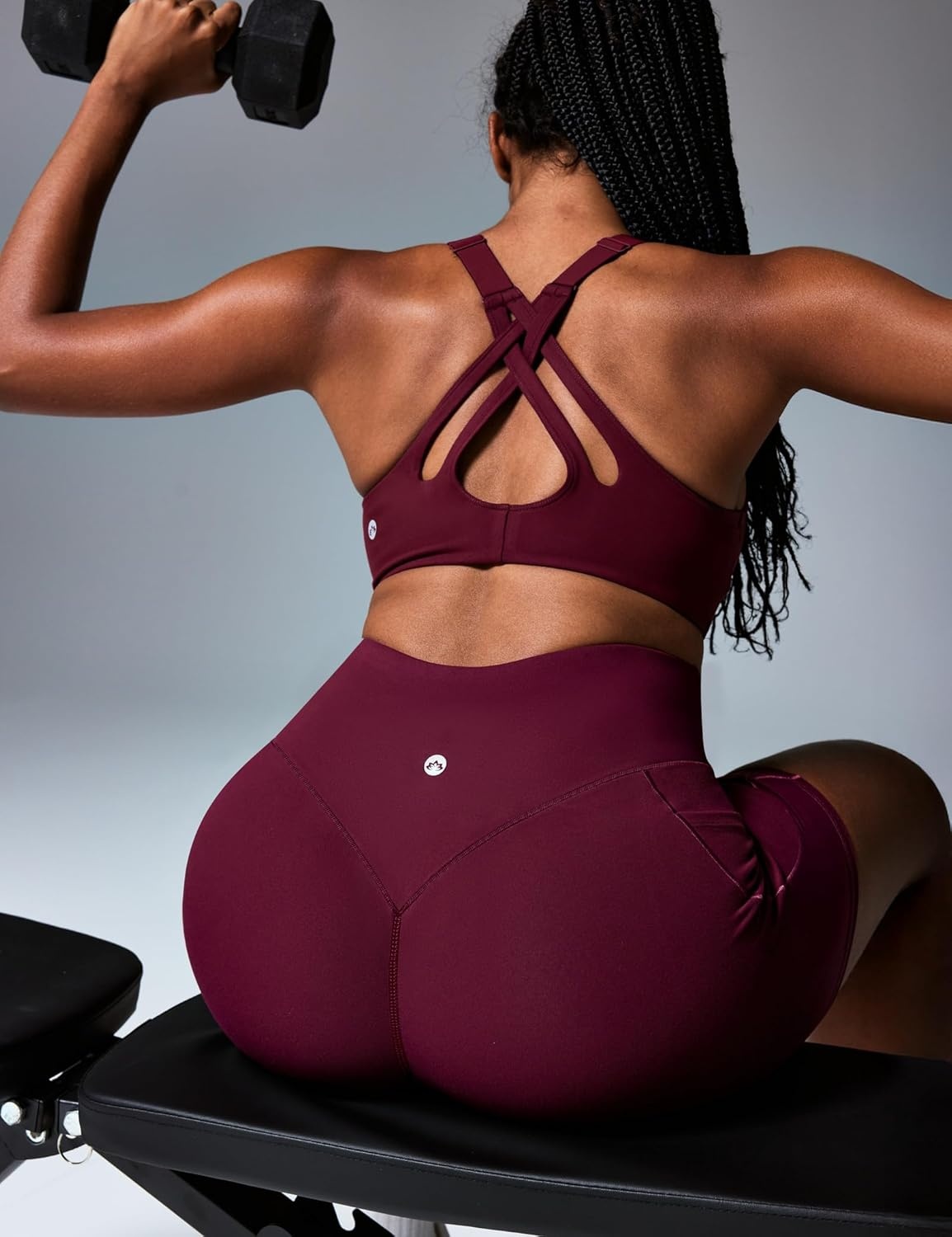 image:imageHeathyoga Biker Shorts Women Tummy Control 6 Butt Lifting Workout Shorts with Pockets Compression Yoga Shorts Spandex GymWine