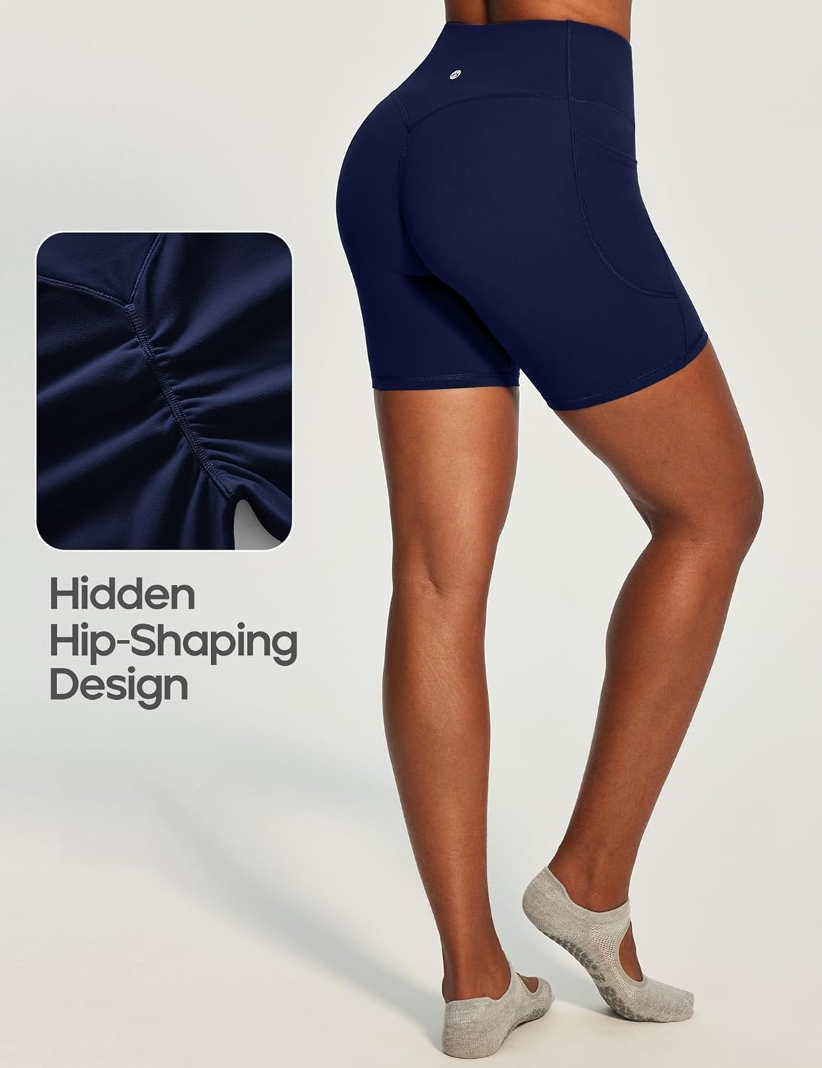 image:imageHeathyoga Butt Lifting Biker Shorts Women Tummy Control 6 Workout Shorts with Pockets Compression Yoga Shorts Spandex GymBlue