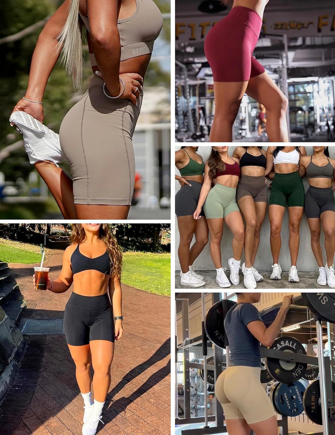 image:imageHeathyoga Butt Lifting Biker Shorts Women Tummy Control 6 Workout Shorts with Pockets Compression Yoga Shorts Spandex GymWaves Blue