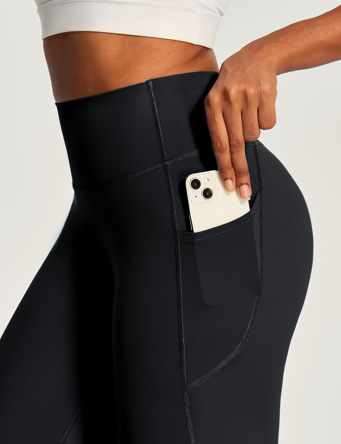 image:imageHeathyoga Butt Lifting Wide Leg Leggings with Pockets for Women Straight Leg Yoga Pants Women No Front Seam Workout LeggingsBlack