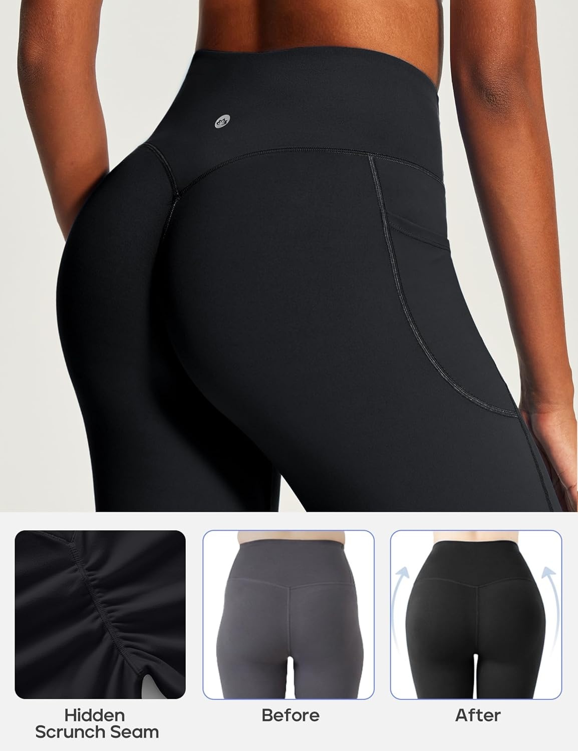 image:imageHeathyoga Butt Lifting Wide Leg Leggings with Pockets for Women Straight Leg Yoga Pants Women No Front Seam Workout LeggingsBlack