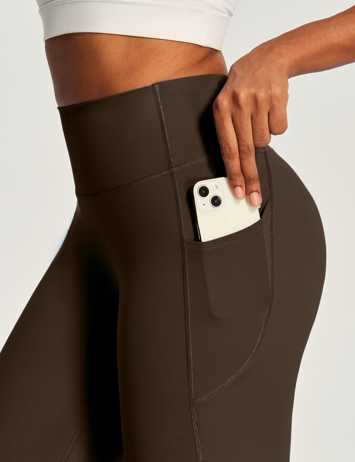 image:imageHeathyoga Butt Lifting Wide Leg Leggings with Pockets for Women Straight Leg Yoga Pants Women No Front Seam Workout LeggingsBrown