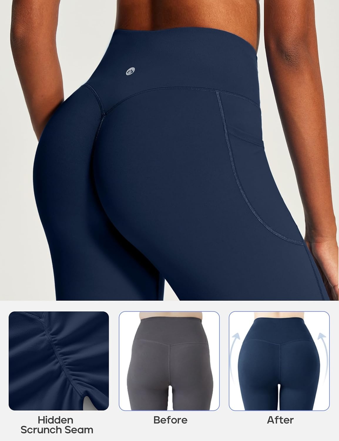 image:imageHeathyoga Butt Lifting Wide Leg Leggings with Pockets for Women Straight Leg Yoga Pants Women No Front Seam Workout LeggingsDark Blue