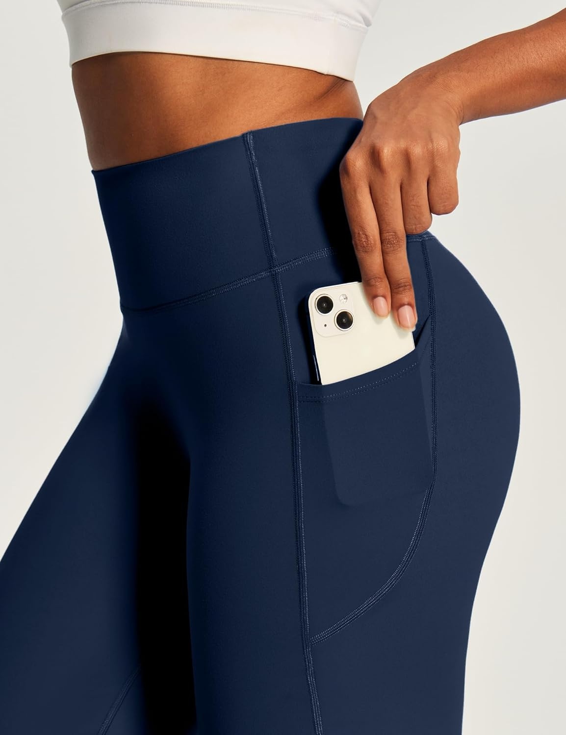 image:imageHeathyoga Butt Lifting Wide Leg Leggings with Pockets for Women Straight Leg Yoga Pants Women No Front Seam Workout LeggingsDark Blue