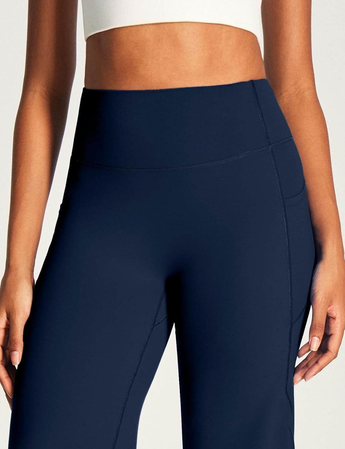 image:imageHeathyoga Butt Lifting Wide Leg Leggings with Pockets for Women Straight Leg Yoga Pants Women No Front Seam Workout LeggingsDark Blue