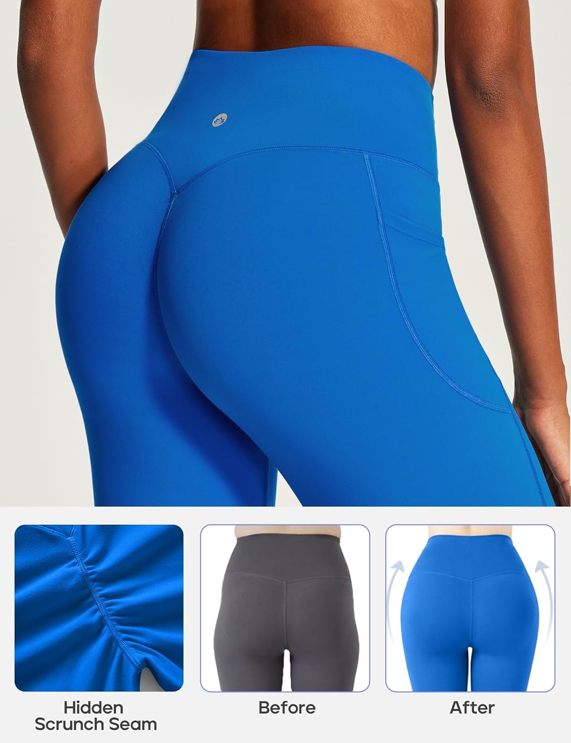 image:imageHeathyoga Butt Lifting Wide Leg Leggings with Pockets for Women Straight Leg Yoga Pants Women No Front Seam Workout LeggingsLihgt Blue