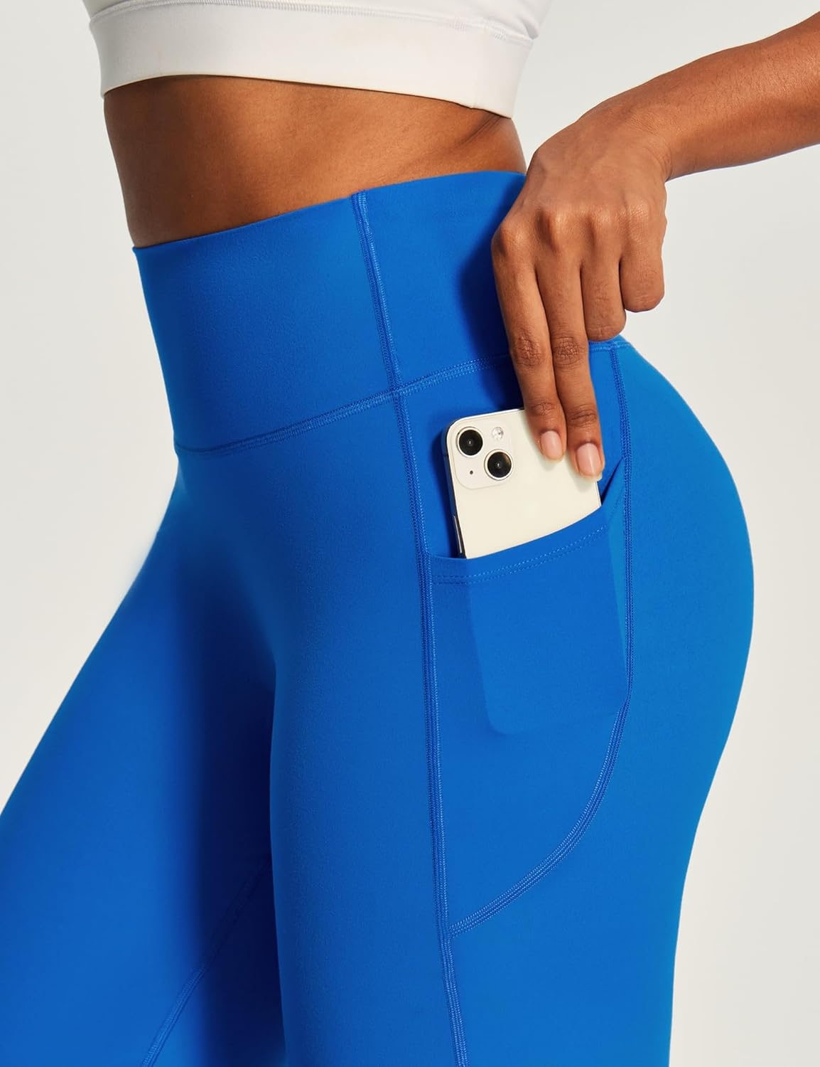 image:imageHeathyoga Butt Lifting Wide Leg Leggings with Pockets for Women Straight Leg Yoga Pants Women No Front Seam Workout LeggingsLihgt Blue