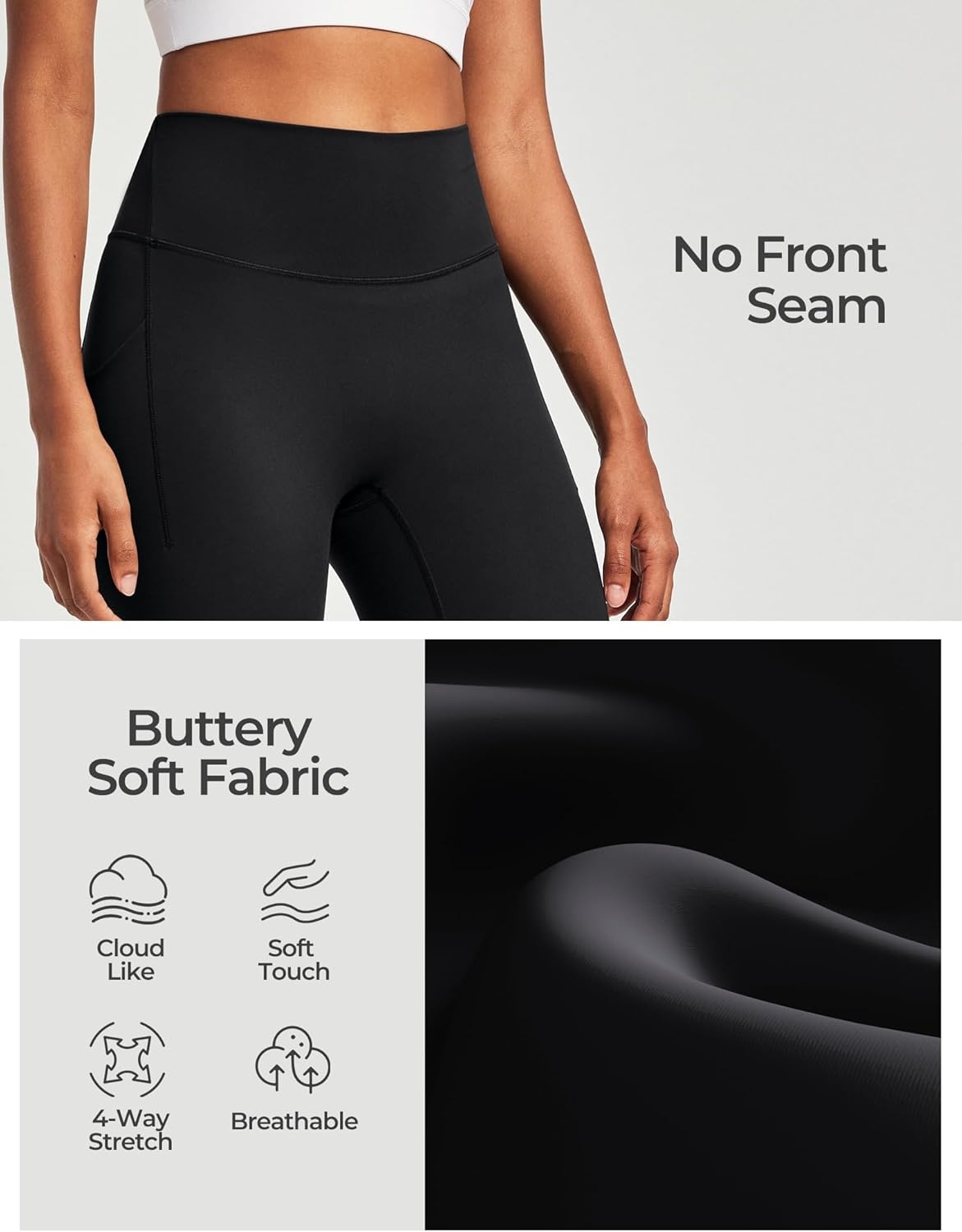image:imageHeathyoga Buttery Soft Capri Leggings with Pockets for Women Tummy Control Capri Pants High Waisted Yoga Pants WomenBlack