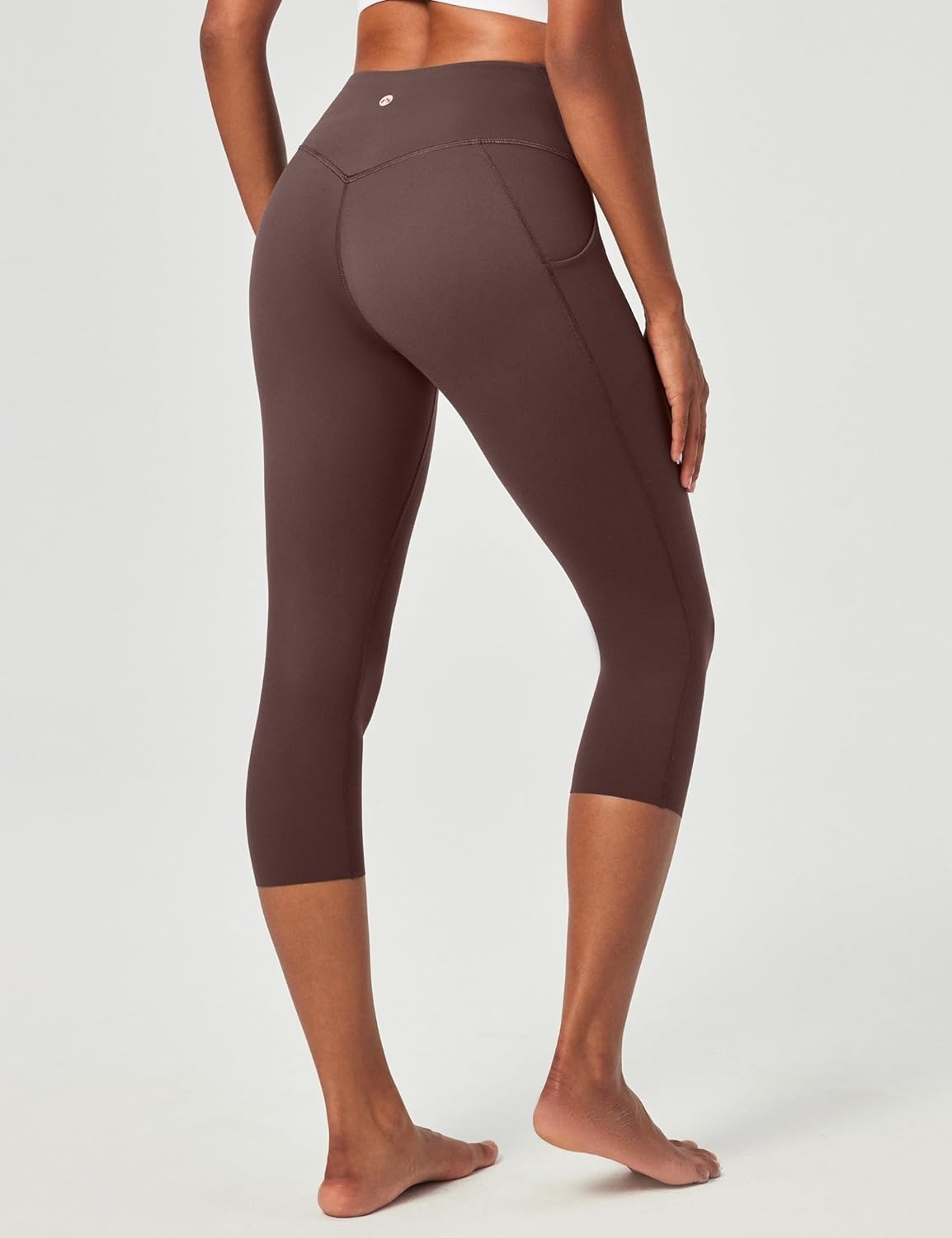 image:imageHeathyoga Buttery Soft Capri Leggings with Pockets for Women Tummy Control Capri Pants High Waisted Yoga Pants WomenBrown