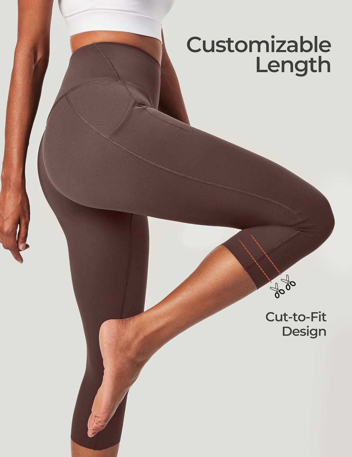 image:imageHeathyoga Buttery Soft Capri Leggings with Pockets for Women Tummy Control Capri Pants High Waisted Yoga Pants WomenBrown