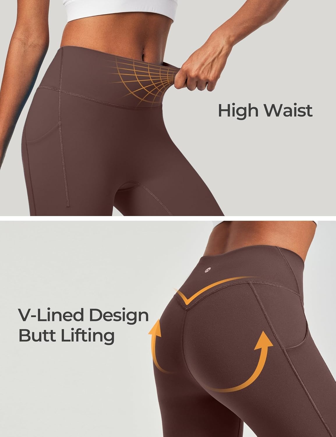 image:imageHeathyoga Buttery Soft Capri Leggings with Pockets for Women Tummy Control Capri Pants High Waisted Yoga Pants WomenBrown