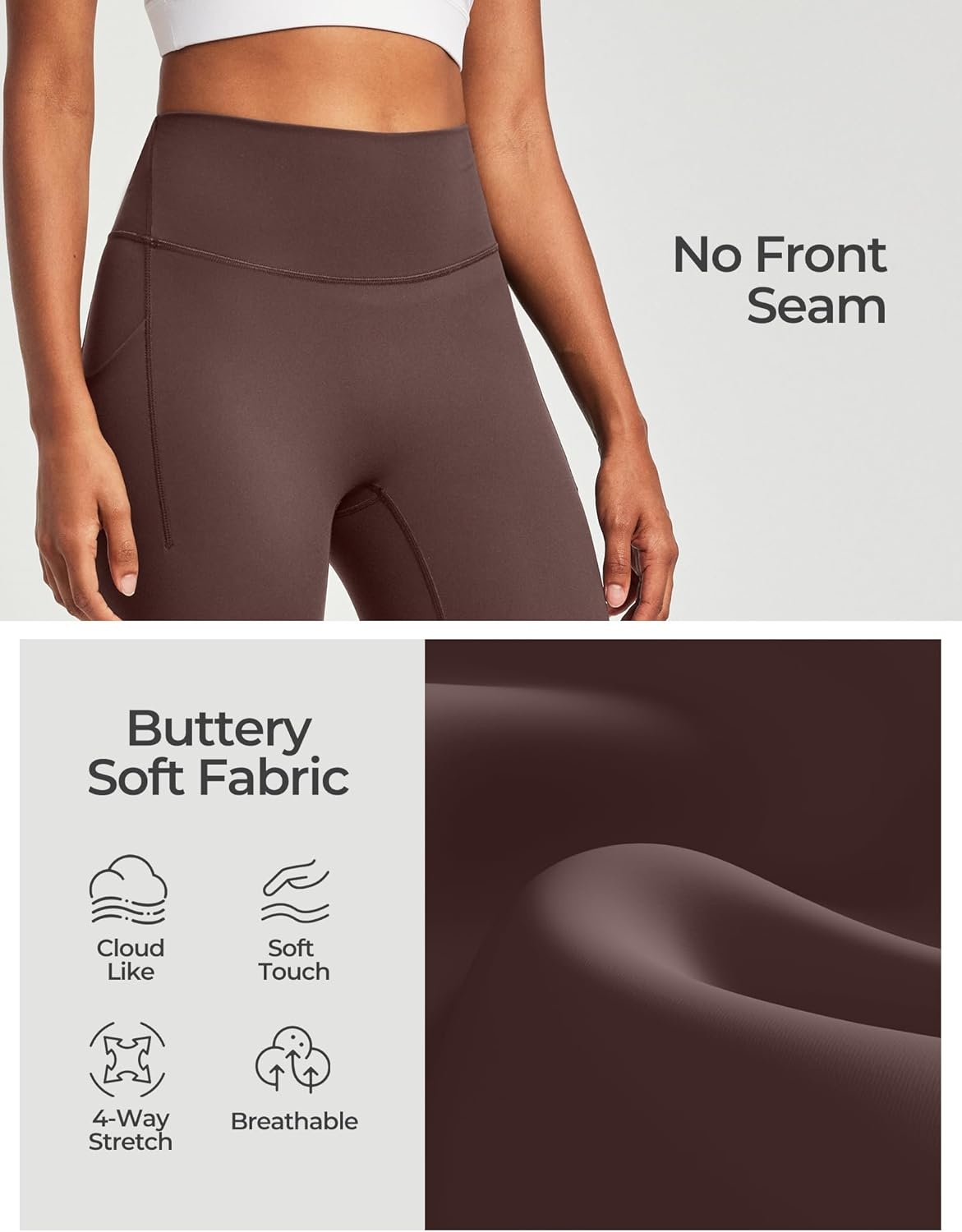 image:imageHeathyoga Buttery Soft Capri Leggings with Pockets for Women Tummy Control Capri Pants High Waisted Yoga Pants WomenBrown